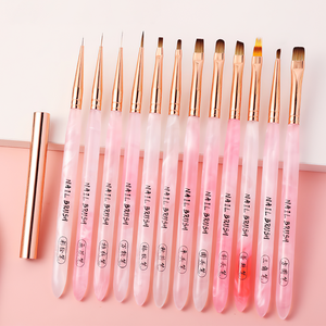 Pinceaux pour nail art, acrylique, motif marbré or et jade, lot <span class=keywords><strong>de</strong></span> 12, pinceaux triangulaires pour <span class=keywords><strong>dessin</strong></span> <span class=keywords><strong>de</strong></span> lignes, modèle portable, stylo gel UV - Product Image 2