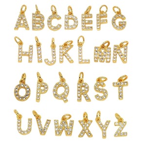 จี้ตัวอักษร A-Z คุณภาพสูง สแตนเลสสตีล ชุบทอง 14K ประดับเพชร จี้รูปแบบศาสนาสำหรับสร้อ<span class=keywords><strong>ย</strong></span>คอ โลหะผสมเซอร์คอน - Product Image 4