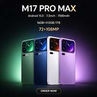 Smartphone M17 Pro Max 5G Versi Global 2026 RAM 16GB ROM 1TB Layar Sentuh HD 6,9 Inci 144Hz Kamera 108MP Baterai 7500mAh Ponsel Android