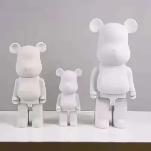 Factory Wholesale Diy Resin Craft White Bear Figurine 28cm 50cm 80cm Size Bear Sculpture Fluid Bear Bearbrick Blank