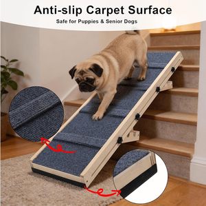 <span class=keywords><strong>Rampe</strong></span> d'accès réglable <span class=keywords><strong>pour</strong></span> <span class=keywords><strong>chien</strong></span> - 36x14 pouces, design pliable antidérapant, surface de tapis sécurisée <span class=keywords><strong>pour</strong></span> chiens de petite/moyenne taille, utilisation intérieure à domicile - Product Image 4