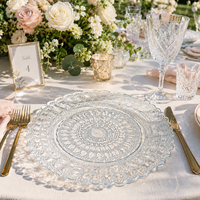 Assiette de présentation en verre transparent pour location de mariage, dessous de plat de luxe aspect cristal pour banquet, hôtel, fête, décoration de table