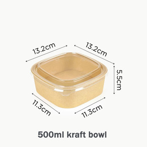 Sản phẩm mới dùng một lần Kraft vuông giấy bát phân hủy sinh học lấy đi thực phẩm container - Product Image 2