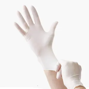 Gant à main d'examen en latex de haute qualité Gant jetable blanc en malaisie guantes de latex