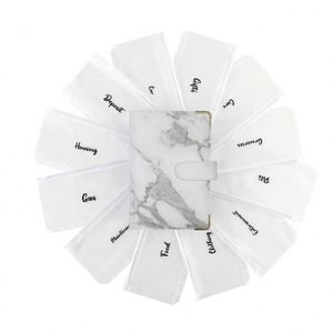 Carpeta de presupuesto de 6 anillos de cuero de mármol negro gris blanco rosa azul <span class=keywords><strong>libro</strong></span> A6 con sobres de efectivo disponibles para presupuestos - Product Image 5
