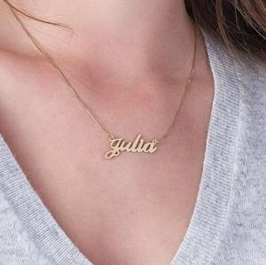 Collana Xuping Personalizzata in Lega di Rame Dorato, Gioielli da Donna, Piccola Collana con <span class=keywords><strong>Nome</strong></span> Personalizzato in Corsivo Classico - Product Image 2