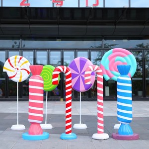 Magasin de noël affichage ornements décoratifs géant en fibre de verre résine bonbons sucette Sculpture beignet macaron accessoires - Product Image 1