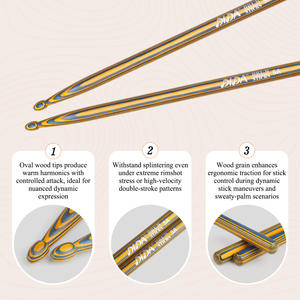 Stik Drum warna dapat disesuaikan stik Drum Hickory warna-warni 5A 7A stik Drum kayu merah biru hitam kuning untuk latihan - Product Image 4