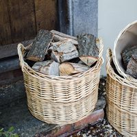 Panier en osier Yulin Jiafu avec poignées et doublure - Grand panier de rangement en osier, panier rond en osier