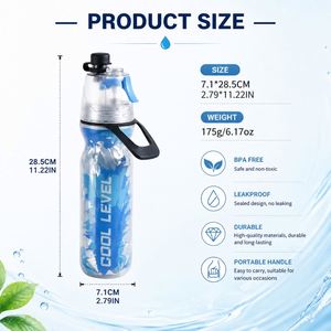 Multi Function Outdoor Sports Cycling Cup Keep Cool 500ml Plastic PE Double Wall <b>Spray</b> Mist <b>Water</b> <b>Bottle</b> With Press Lid Handle - Product Image 4