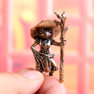 1 pièce Grenouille de la <span class=keywords><strong>Canne</strong></span> en Laiton, figurine décorative rétro, objet de décoration et cadeau, figurine de thé de bureau, artisanat - Product Image 1