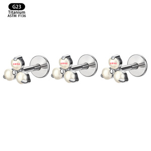 G23 <b>Titanium</b> Pearl <b>Stud</b> Earrings 4.4mm Flower Shape For Everyday Wear - Product Image 5