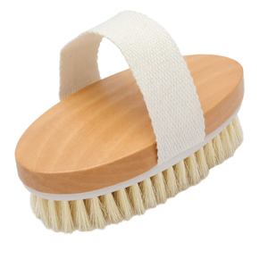 Cepillo Corporal Ovalado de Madera con Cerdas de Jabalí para Uso en Seco y Húmedo, Exfoliante Simple para Masaje de Piel Seca, con Logotipo Personalizado - Product Image 1