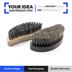 Cepillo con mango de madera en forma de S LB-004 - Nylon de alta densidad/Cerdas naturales con tecnología de perforación y mechones, curva ergonómica para coche - Product Image 1