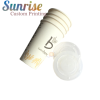 Gobelet jetable en canne à sucre 12oz, gobelet en papier PLA avec couvercle