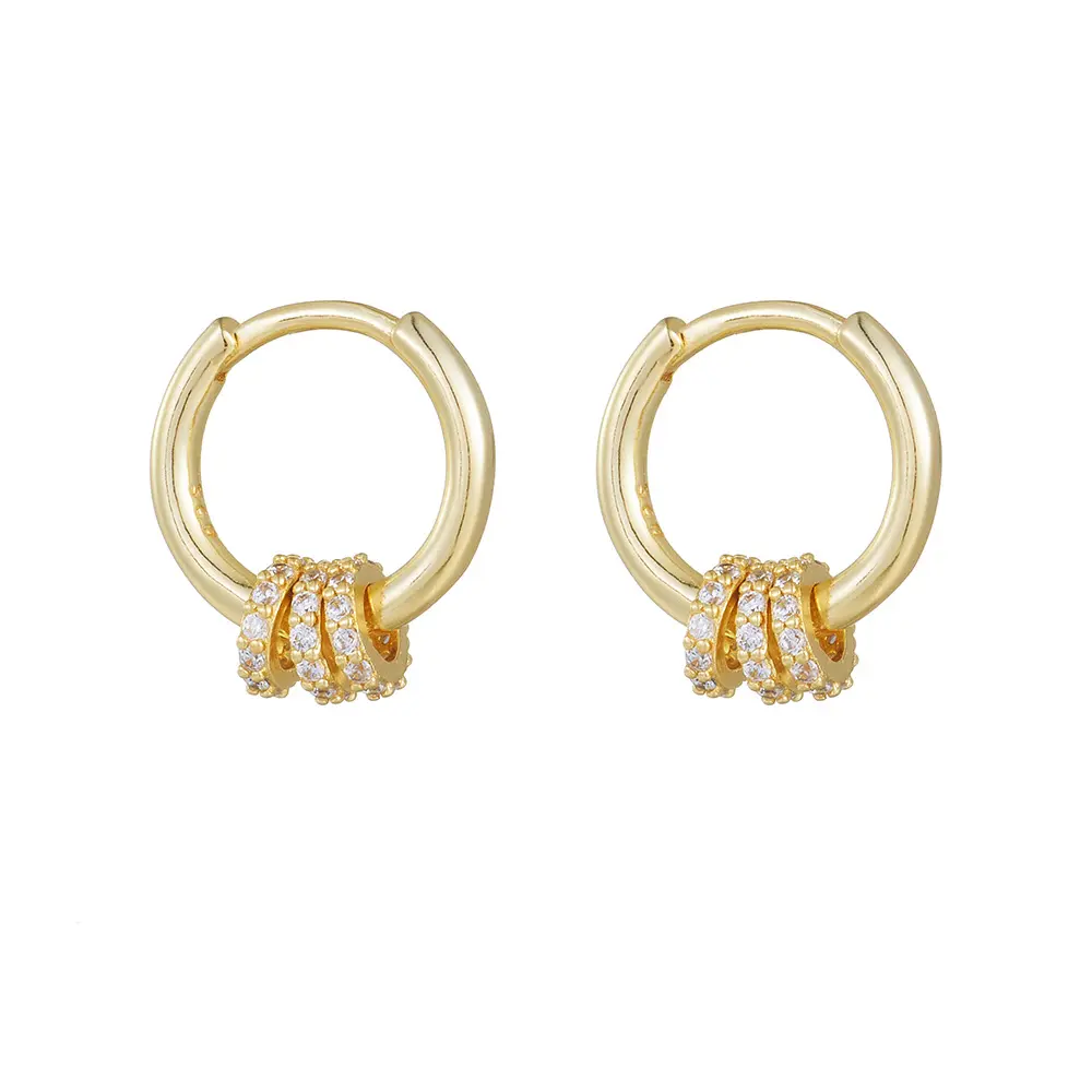 Gran oferta, pendientes de aro de círculo de Zirconia pequeños chapados en oro y plata, Mini pendientes Huggie de plata esterlina para mujeres y niñas