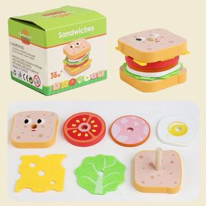 Ensemble de nourriture en bois pour enfants : kits de jeu de simulation de hamburgers, frites et sandwichs pour tout-petits - Product Image 5