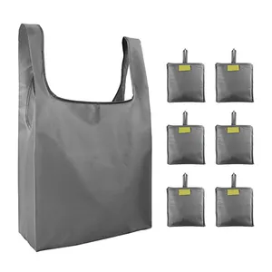 Bolso de hombro de poliéster impermeable, bolsa de compras con logotipo personalizado, chaleco de viaje al aire libre, plegable