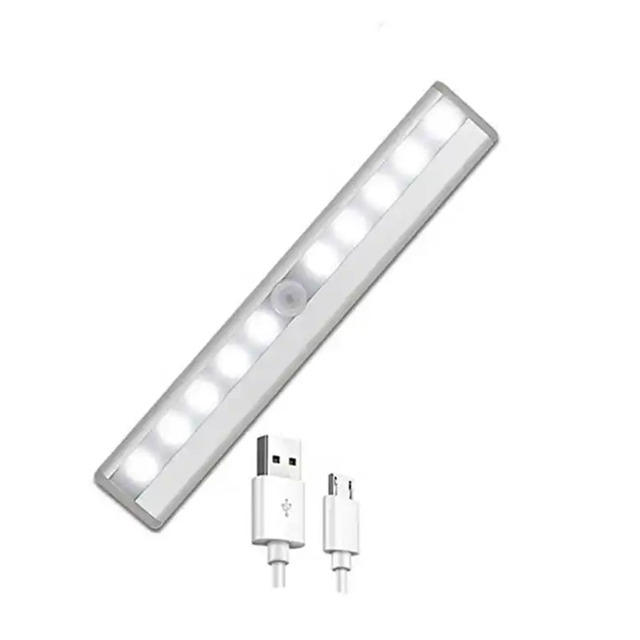 10 LED Dimmable Rechargeable Homelife Lights Motion Sensor Magnetic Strip Wireless Stick Night Light for Wardrobe Kitchen