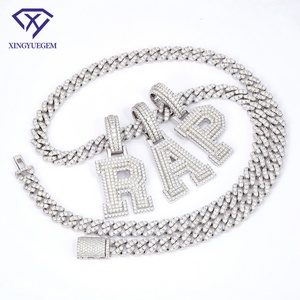 Colgante y Dijes de Plata 925 con Letras A-Z, Estilo Rapero Hip Hop, con Moissanita VVS D, Joyería de Regalo - Product Image 6