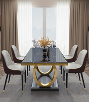 Ensembles de table à manger en marbre rectangulaires modernes de meubles de salle à manger nordique de luxe