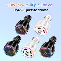 Chargeur de voiture 90W PD à charge rapide, 2 ports USB + Type C, chargeur haute vitesse, multiprise USB, chargeur rapide auto