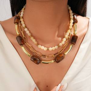 <span class=keywords><strong>Stile</strong></span> <span class=keywords><strong>etnico</strong></span> bohémien <span class=keywords><strong>collana</strong></span> girocollo multistrato con perline di vetro acrilico per le donne ragazze accessori gioielli - Product Image 2