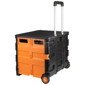 รถเข็นช็อปปิ้งแบบพับได้พร้อมฝาปิดรถเข็นพลาสติกแบบพับได้น้ำหนักเบาแบบใหม่ - Product Image 4