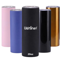 Gobelet isotherme mince de 20 oz pour sublimation, en acier inoxydable 304 à double paroi sous vide, avec couvercle et paille, personnalisable avec logo