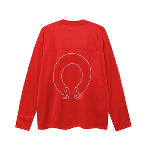 Chrome Team Horseshoe Graphic <b>Hearts</b> Long Sleeve Jersey Red Men Streetwear Long Sleeve <b>Top</b> - Product Image 1