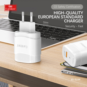 Earldom ที่ชาร์จ QC3.0ติดผนังอเนกประสงค์3A 5V 3A ชาร์จเร็ววัสดุพอร์ต USB พอร์ต GAN ชาร์จเร็วมากปลั๊ก EU OTP สำหรับมือถือ - Product Image 2