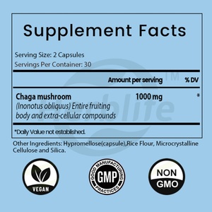Cápsulas de Chaga de Marca Privada OEM - Antioxidante, Apoya la Salud Intestinal e Inmunológica, Apoya los Niveles de Energía, Suplemento para la Salud, Vegano - Product Image 2