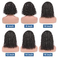 Perruque Lace Front HD Transparente sans colle, Cheveux Humains 100% Vierge Brésiliens Noirs, Ondulés Water Wave, Bob Bouclé de 12 Pouces avec Baby Hair