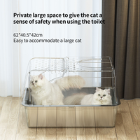 Bac à litière pour chat en acier inoxydable et plastique 65L entièrement fermé anti-éclaboussures, toilette antiadhésive à pédale, désodorisant, écologique, facile à nettoyer