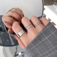 Bague unisexe personnalisée style hip-hop japonais-coréen en alliage électroplaqué en forme de U, ajustable, pour l'index, cool