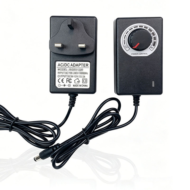 Customized Wholesale 3V-12V 2A 1A 24W 100-240V EU US UK Plug Desktop Variable Regulated DC Power Adapter for Motor Display Fan