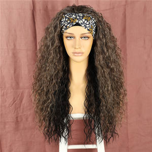 BeautyTown-peluca <span class=keywords><strong>Afro</strong></span> rizada con banda para la cabeza, pelo largo ondulado marrón - Product Image 1