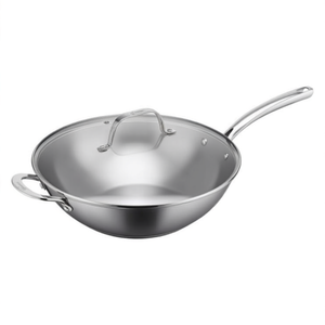Wok Inox 1 manche avec couvercle (32cm) EVELIA Chrome poli 012905040032 - Product Image 2