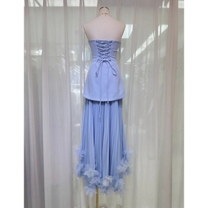 <span class=keywords><strong>Abito</strong></span> da Donna Elegante Senza Spalline con <span class=keywords><strong>Fiori</strong></span> e Pieghe, <span class=keywords><strong>Lungo</strong></span> e alla Moda per Feste - Product Image 3