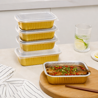 Plat de service rectangulaire en aluminium avec couvercle en PP pour potluck de quartier, plat à gratin partageable pour pâtes et pain de viande