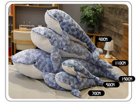 Jouet en peluche personnalisé, poupée d'animaux douce, baleine en peluche, cadeau d'anniversaire, grand oreiller en peluche bleu