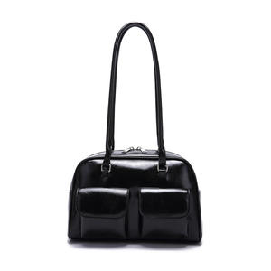 Bolso de Hombro Retro Coreano para Mujer, de Cuero Encerado, con Doble Bolsillo, Diseño Vintage a Cuadros, Cierre de Cremallera, Correa Única, Resistente al Agua, para Todas las Temporadas - Product Image 5