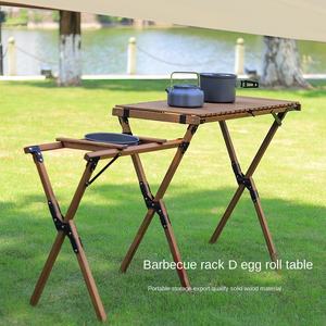 Table pliante d'extérieur en bois massif, convertible et portable, pour cuisine, salle à manger, camping, pique-nique, mobilier d'extérieur, salle de sport, voiture, excursions en autonomie - Product Image 2