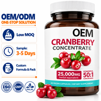 Capsules végétaliennes de concentré de canneberge OEM 500mg, 60 unités, pour adultes, femmes enceintes, soutien immunitaire et dentaire, complément alimentaire
