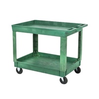 Carrito de Servicio Industrial de Dos Niveles para Almacenamiento de Herramientas, Carro de Plástico con Ruedas de 5 Pulgadas, 40'' de Largo x 26'' de Ancho x 33'' de Alto, Capacidad de 500 LB