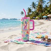 Tazza da Viaggio Isolata 40oz in Acciaio Inox con Doppio Uso, Personalizzabile, per Caffè e Bevande, con Cannuccia e Manico
