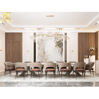 Simple grand 10 seter places crème carrara marbre pierre luxe rectangle 12 places table à manger ensemble