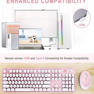 Ensemble clavier et souris sans fil ergonomique 104 touches pleine taille avec touches rétro, combo 2.4G pour bureau à domicile, en stock - Product Image 2