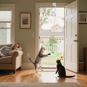 Baguette à plumes électrique automatique <span class=keywords><strong>pour</strong></span> chaton et chat adulte, jouet d'enrichissement et de stimulation <span class=keywords><strong>pour</strong></span> <span class=keywords><strong>chats</strong></span> las, jouet interactif <span class=keywords><strong>pour</strong></span> chat - Product Image 2