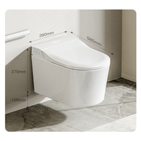 WC intelligent auto-nettoyant en céramique électronique ABS avec bidet chauffant, télécommande incluse, fixation au sol, siphon en S, réservoir encastré et couvercle de siège